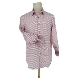 Robert Graham Woven Button Front Long Sleeve Shirt RUSSELL Light Pink Square M